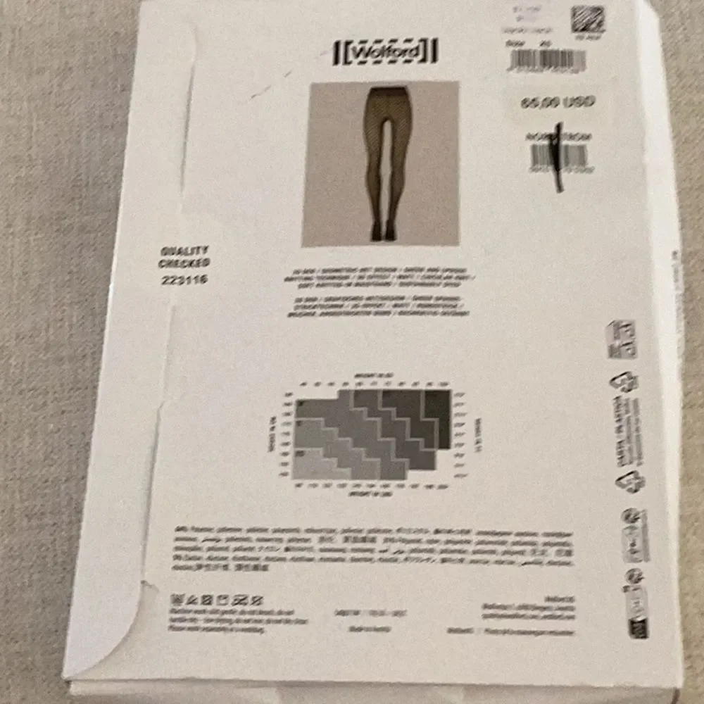 WOLFORD VELVET NET ILLUSION TIGHTS, Geometric 3D pattern, Black, XS, NWT